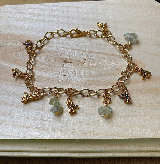 Dragonfly Prehnite Anklet