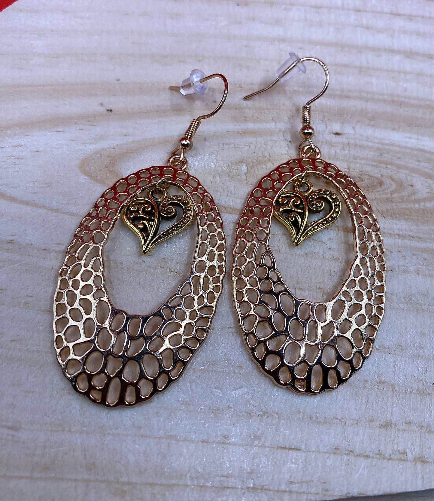 Golden Heart Dangle Earrings