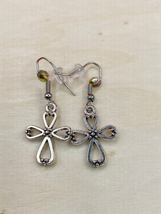 Silver Cross W/ Bead