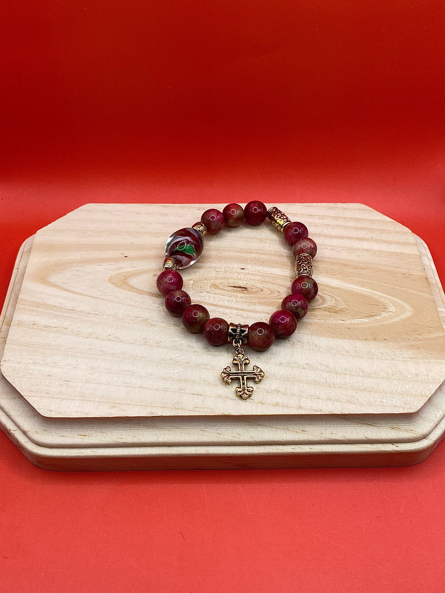 Gold Tan & Pink Cross