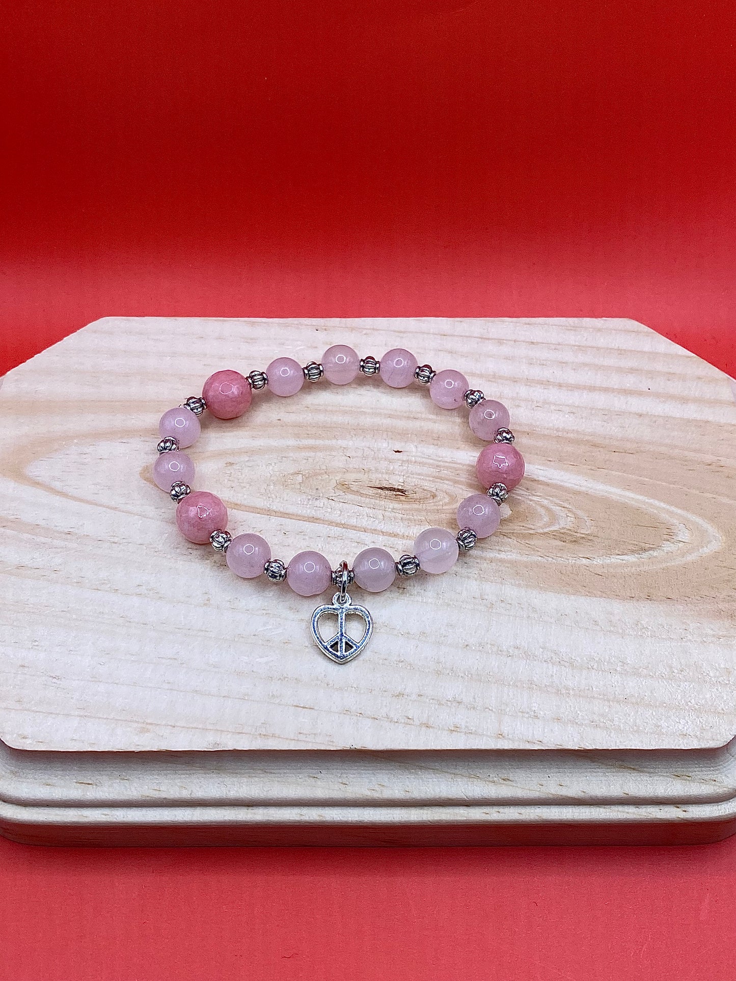 Metallic Pink Heart Peace