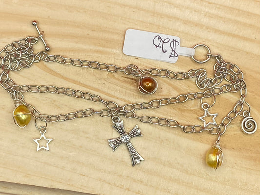 Cross Charm Toggle Bracelet