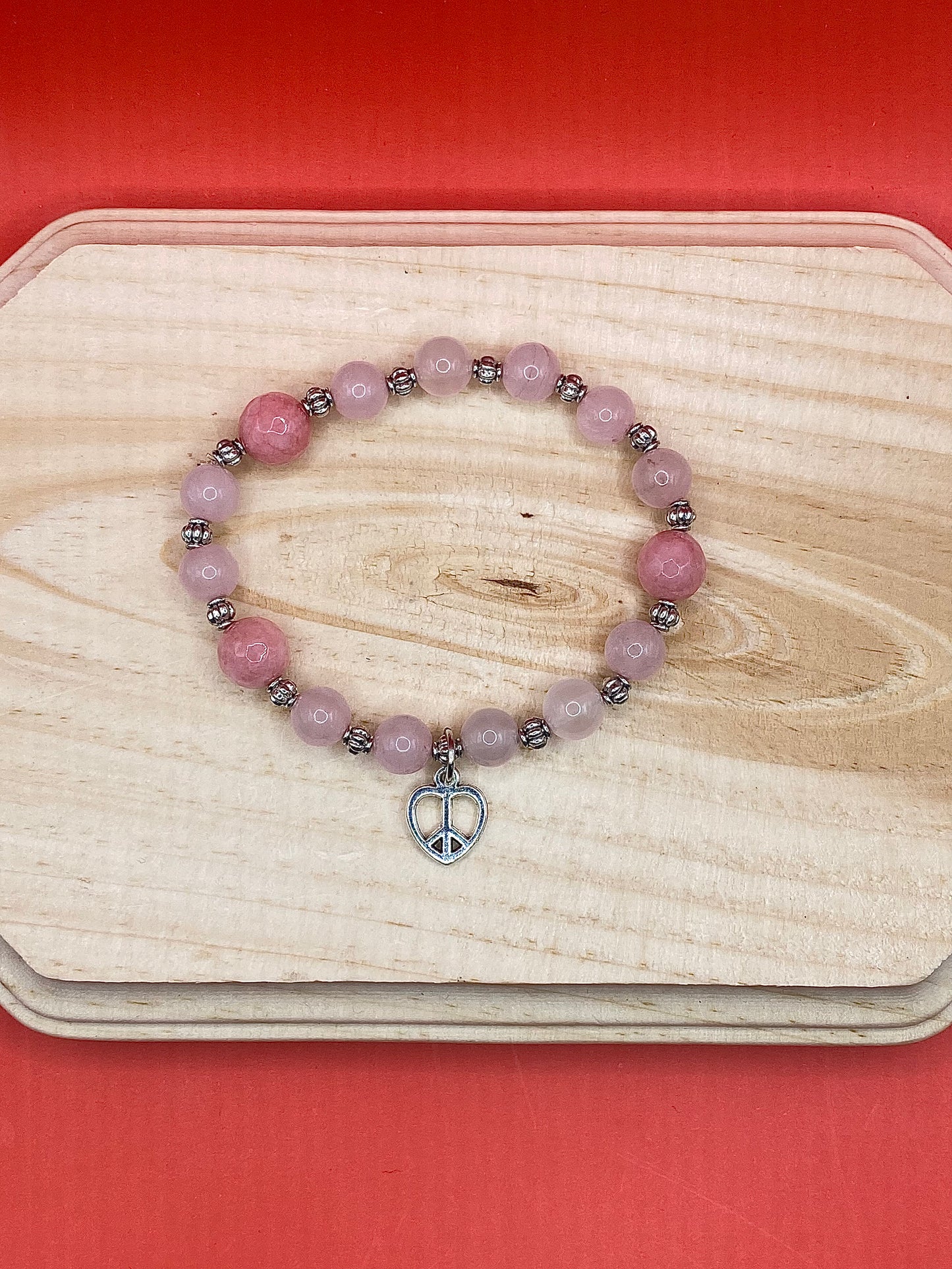 Metallic Pink Heart Peace