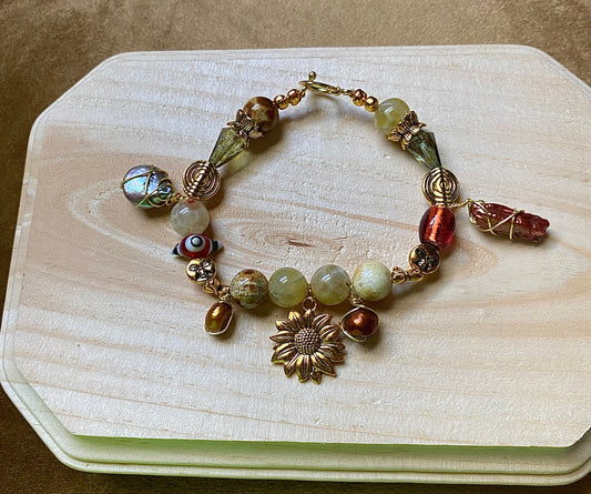 Sunflower W/ Freshwater Pearls