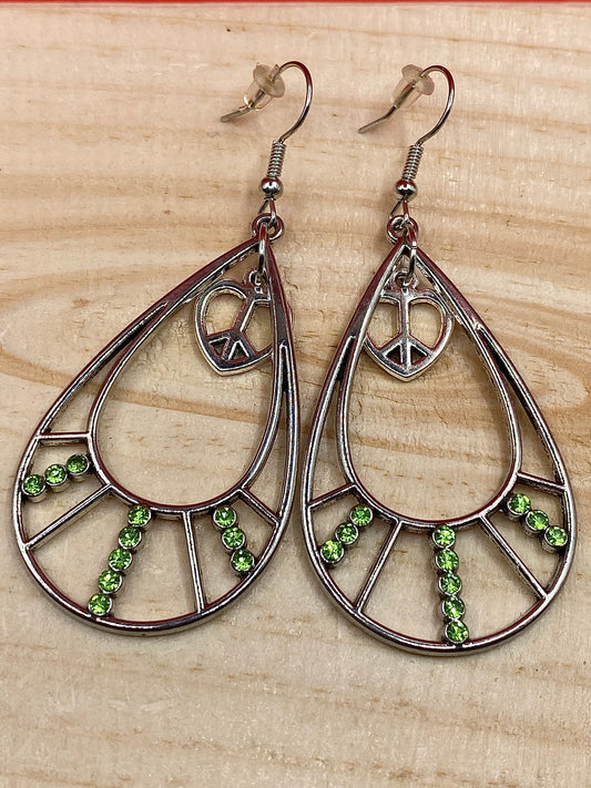 Silver Emerald W/Peace Heart