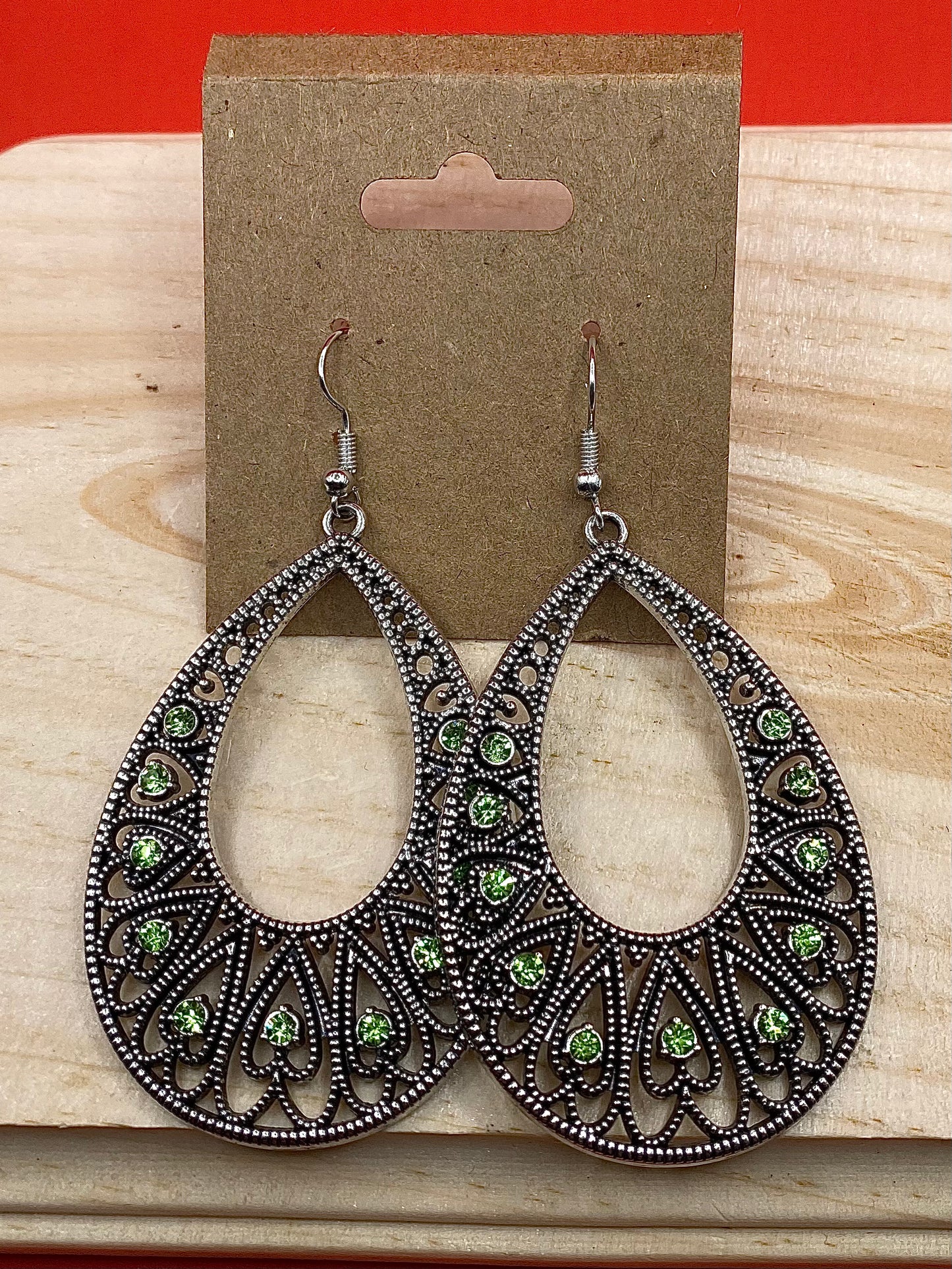 Silver Emerald Earrings