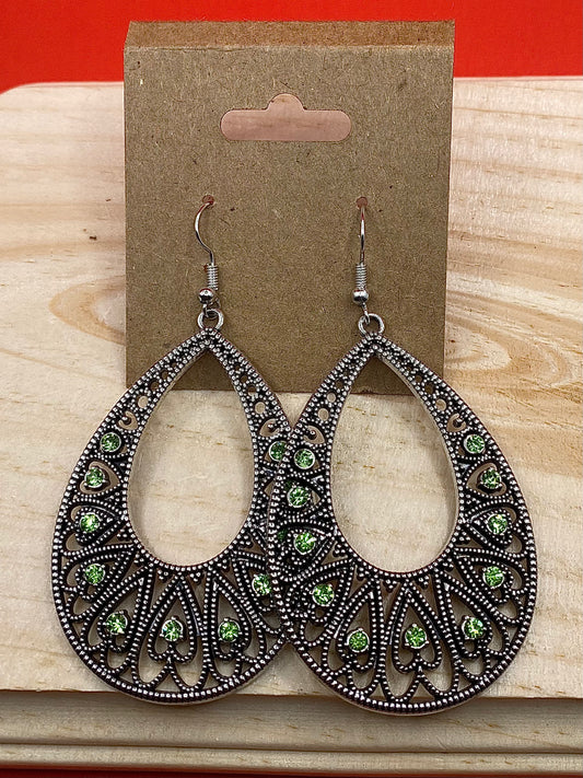 Silver Emerald Earrings