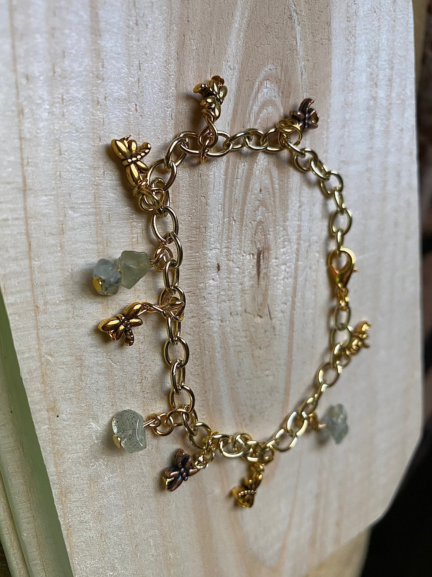 Dragonfly Prehnite Anklet