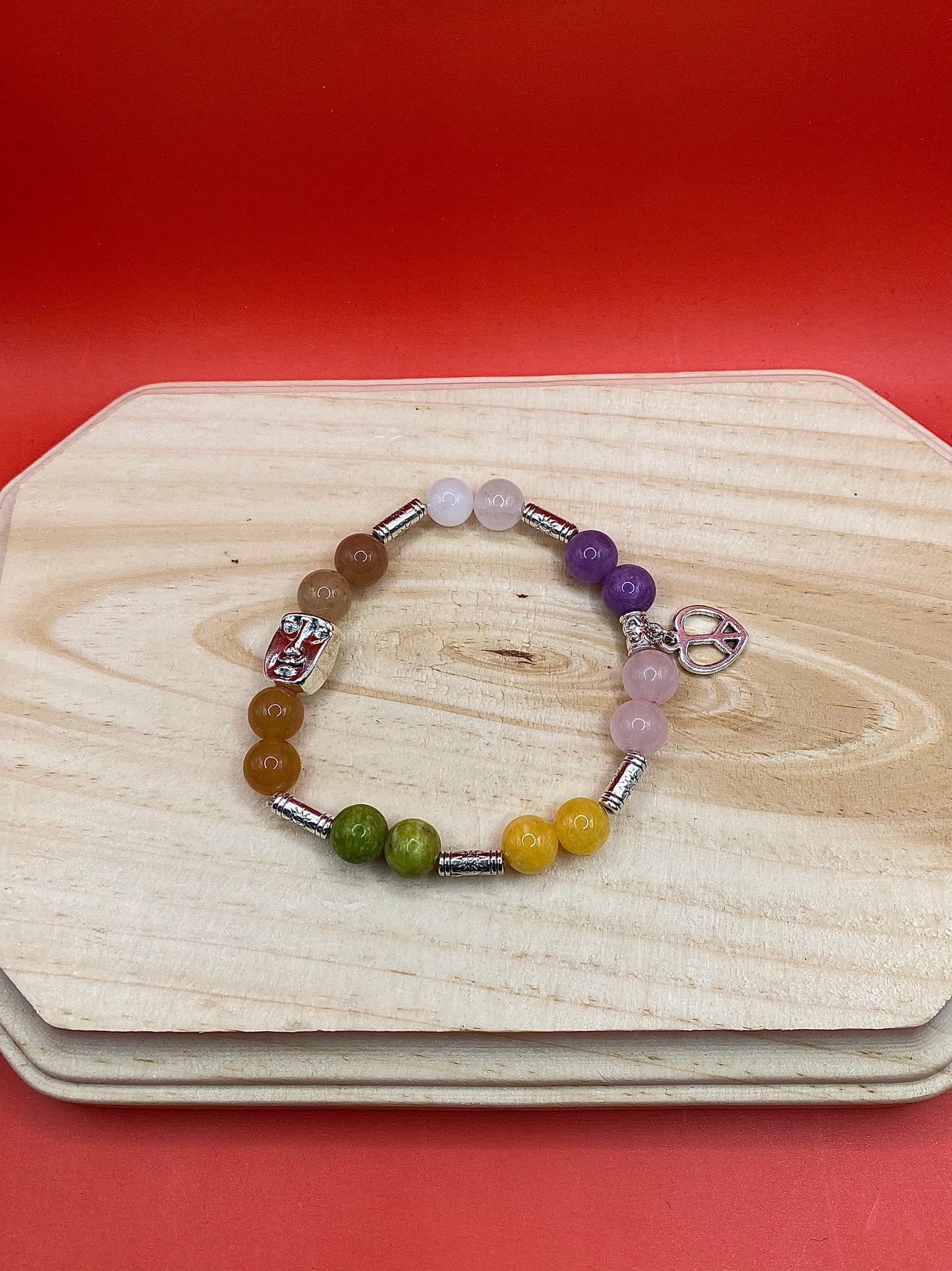 Multi Crystal Face Peace Heart