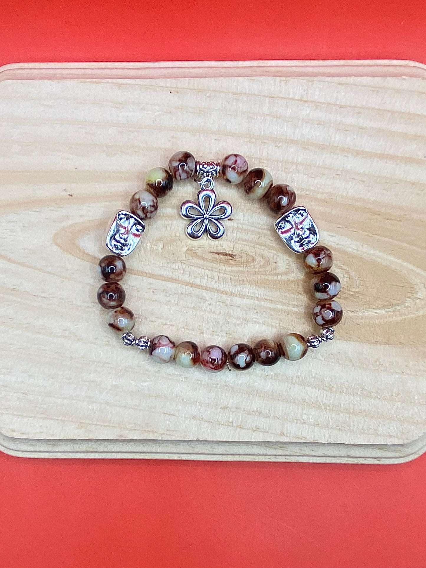 Metallic Red Crackle Flower