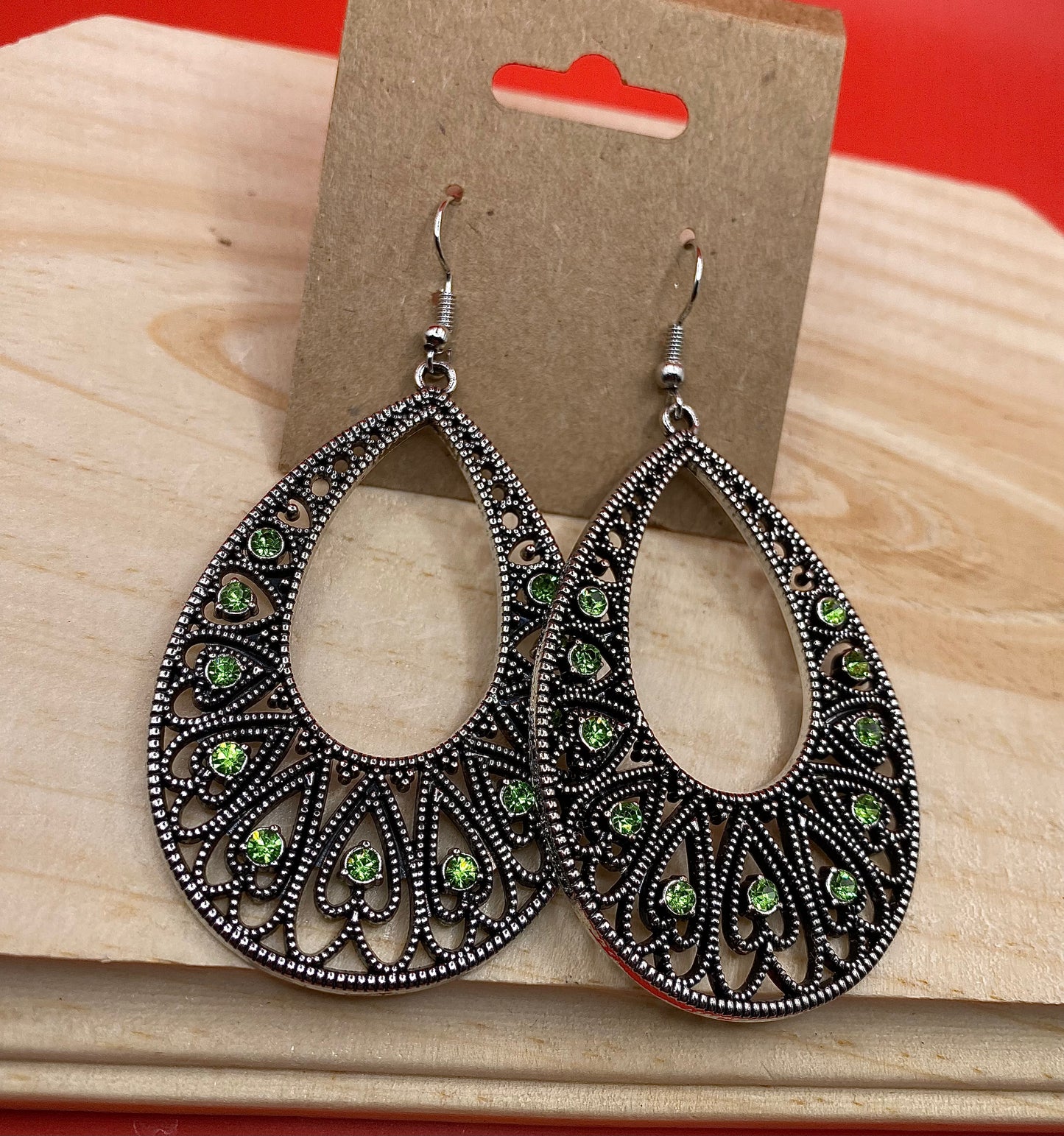 Silver Emerald Earrings