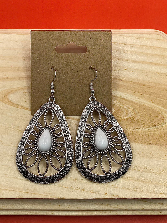 Metallic White Earrings
