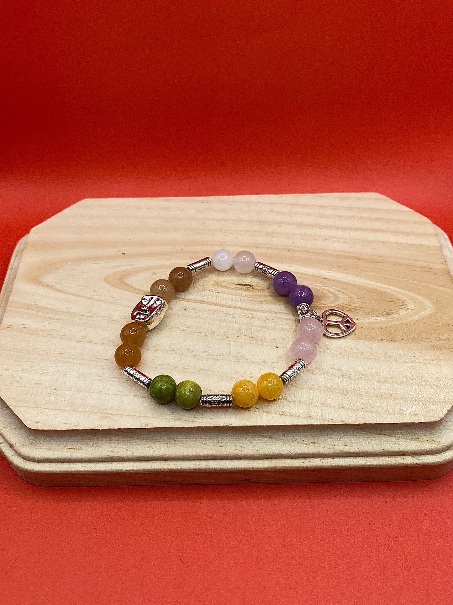 Multi Crystal Face Peace Heart