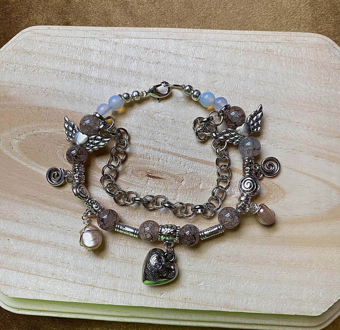 Swirly Heart W/ Freshwater Pearls