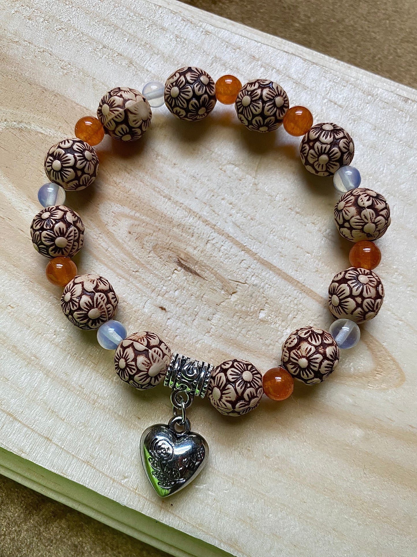 Orange x Clear Floral Heart