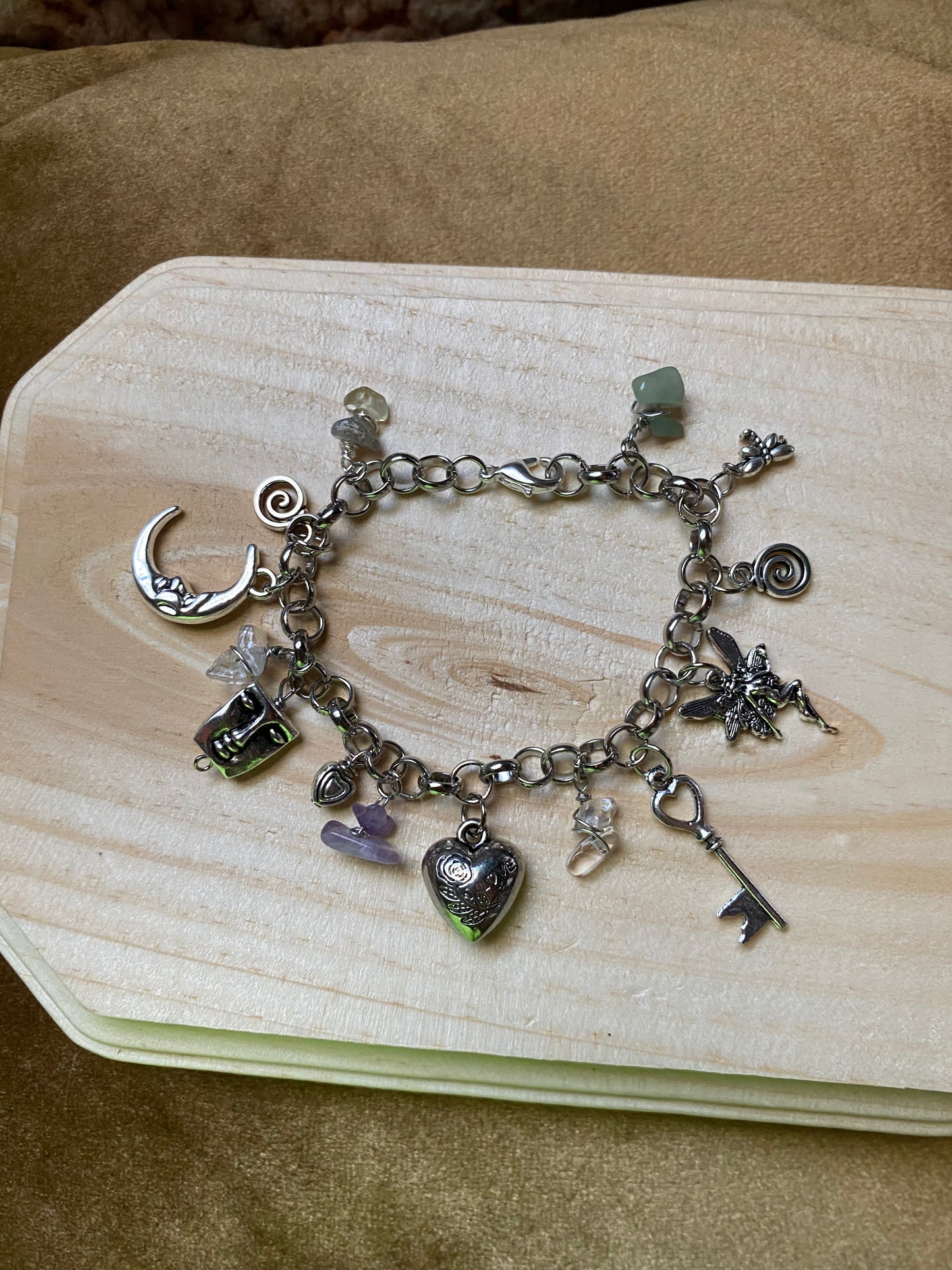 Multi Gemstone Charm Bracelet