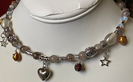 Heart Choker w/ Freshwater Pearls