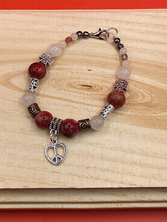 White & Pink Peace Heart