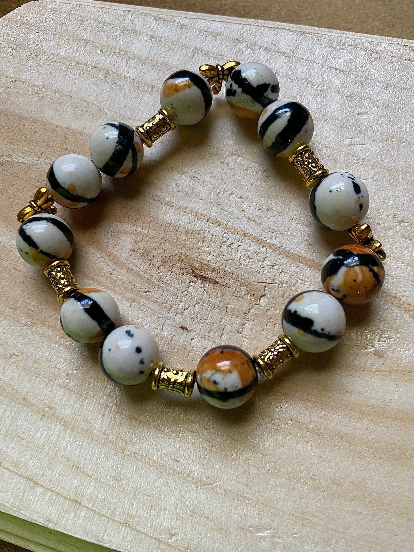 White & Orange Gold Stripe