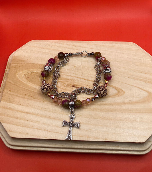 Pink Cross Bracelet