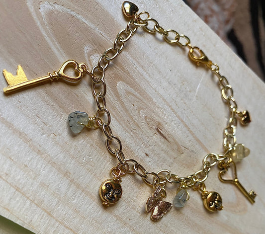 Golden Prehnite Charm Anklet