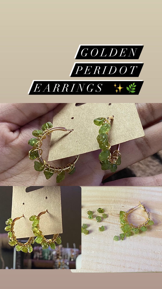 Mini Golden Prehnite Hoops