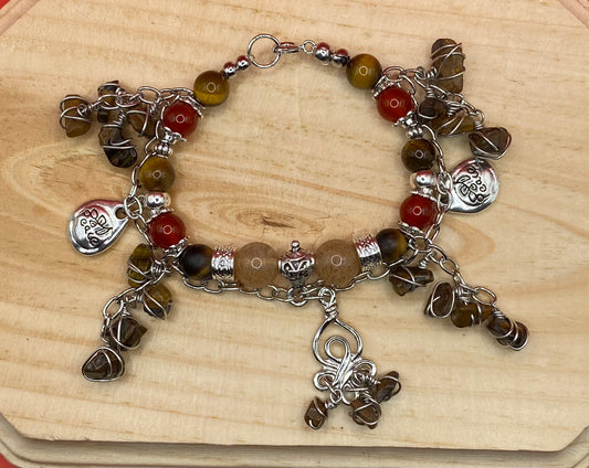 Silver Tiger Eye & Red Beads