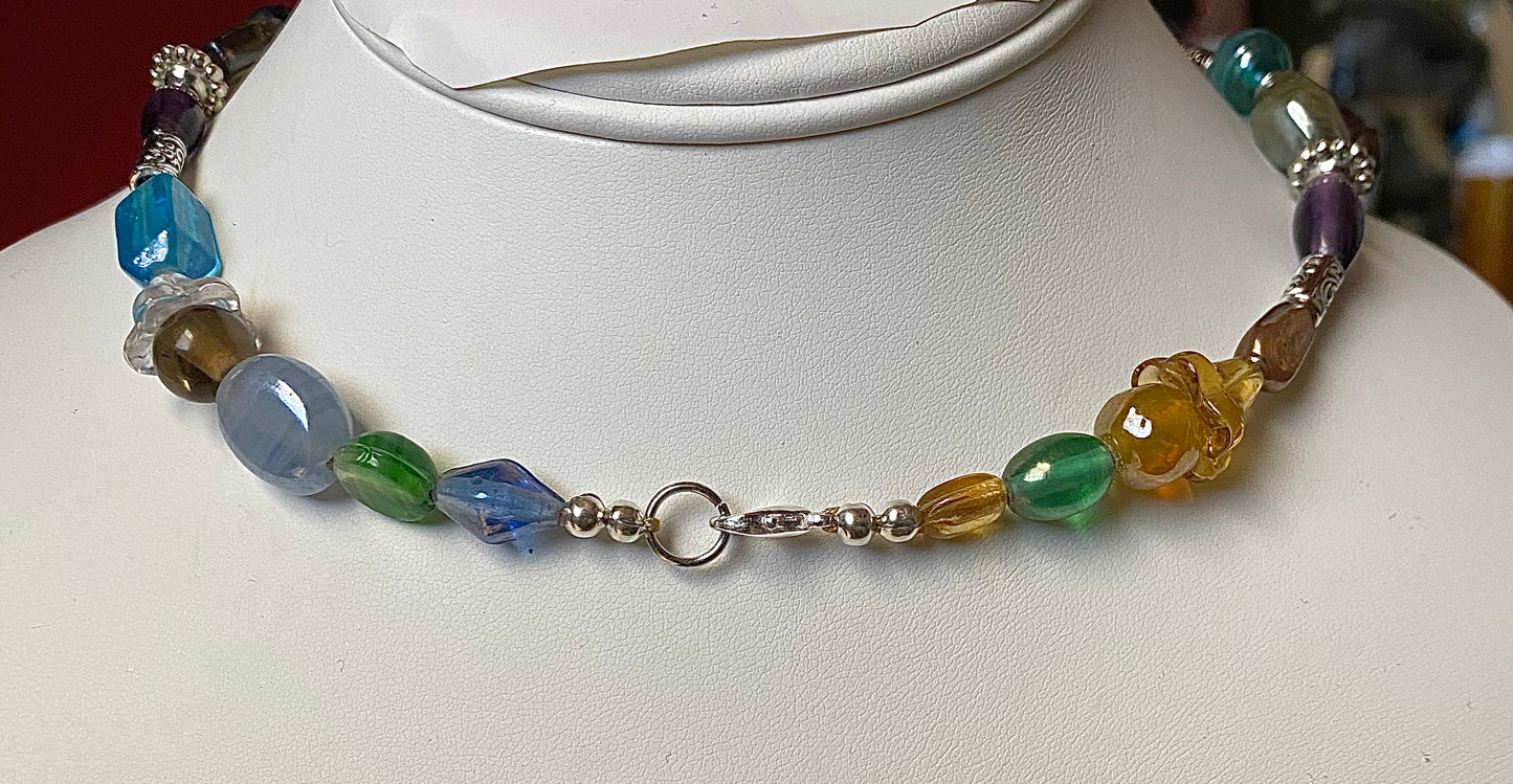 Moon Choker W/ Dangle Freshwater Pearls