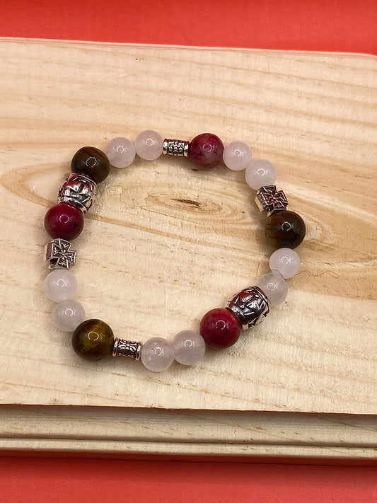 Pink Tiger Eye Cross