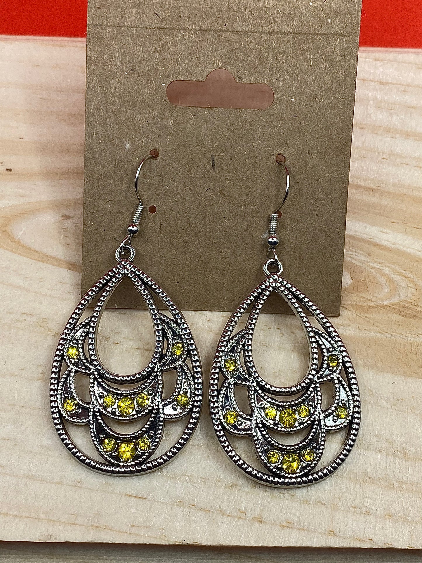 Silver Yellow Earrings